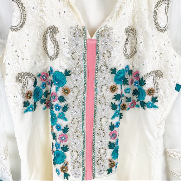 Ombre Metallic Kurta Indian Pakistani Dress - Picture 4 of 16